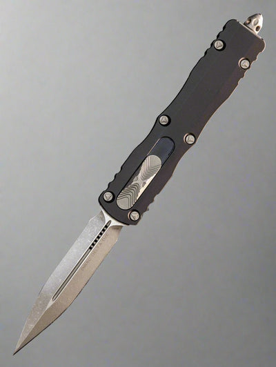 Microtech 227-10AP Dirac Delta D/E - Black Handle - Apocalyptic Blade