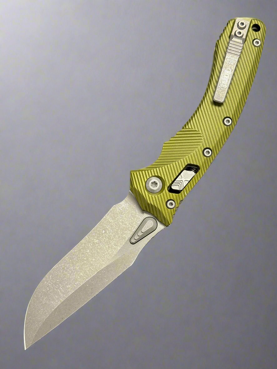 Microtech Amphibian RAM LOK OD Green Fluted Aluminum & Apocalyptic M390MK 137RL-10 APFLOD