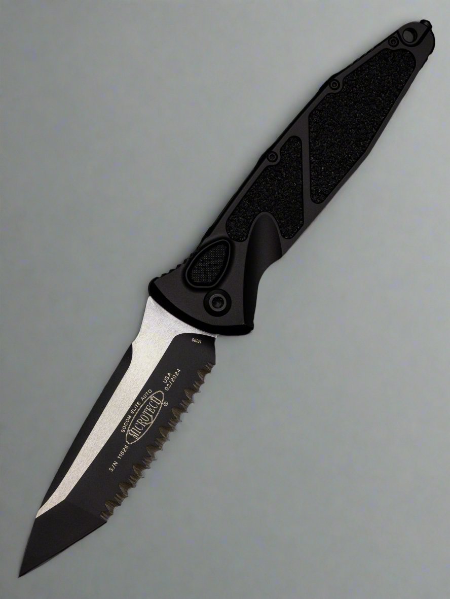 Microtech 161A-3T SOCOM Elite T/E - Black Handle - Black Blade Auto Automatic Full Serrate