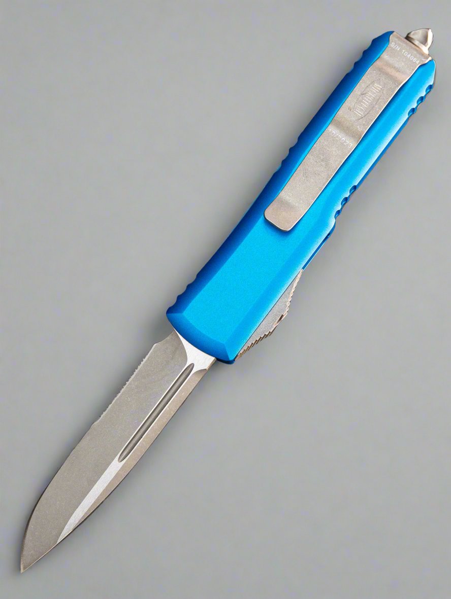 Microtech 231-11APBL UTX-85 S/E - Blue Handle - Apocalyptic Blade