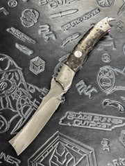 Pre Owned Valloton Crescent Razor Vegas Forge Barbwire Damascus Dark Matter CF D/A