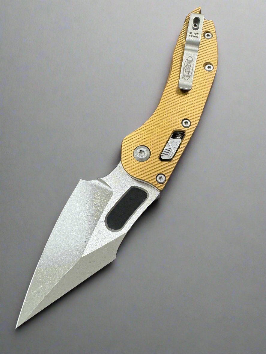 Microtech Knives Manual Stitch RAM LOK Fluted Tan Aluminum Apocalyptic M390MK 169RL-10 APFLTA