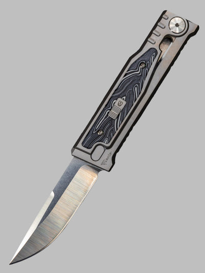 REATE EXO-M G10 BLACK/WHITE OTF KNIFE TITANIUM 2.95" DROP POINT SATIN