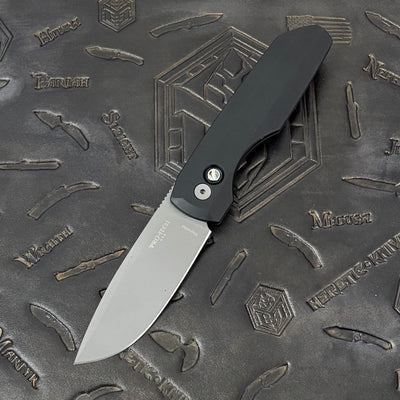 Pro-Tech Vero Synapse Auto - Black Aluminum w/ Abalone Button - Blasted MagnaMax - BSA26.VERO.2