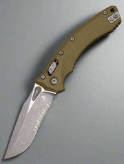 Microtech Amphibian Ram-Lok 137RL-11APFLGTOD Fluted OD Green G-10 Apocalyptic Standard Partial Serrated
