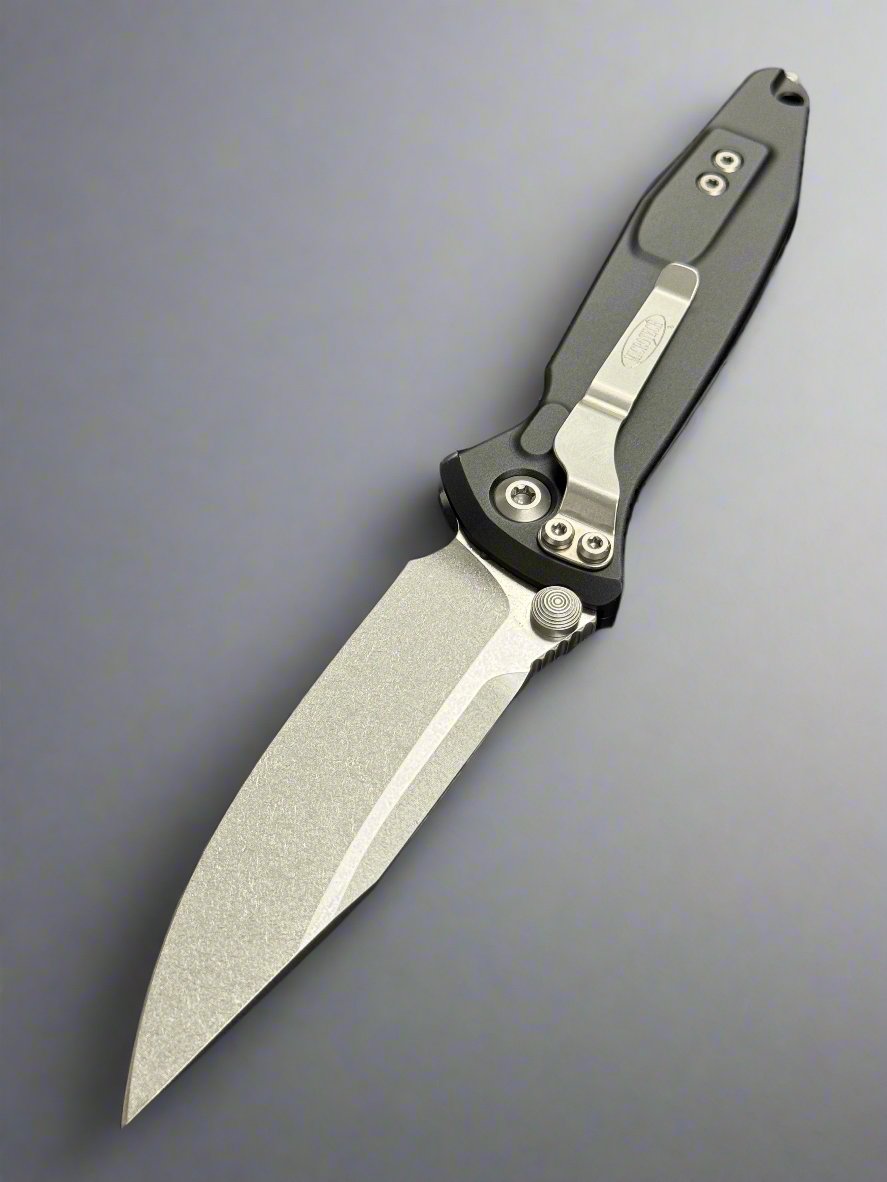 Microtech Socom Elite Single Edge Stonewash Standard Manual & Black 160-10