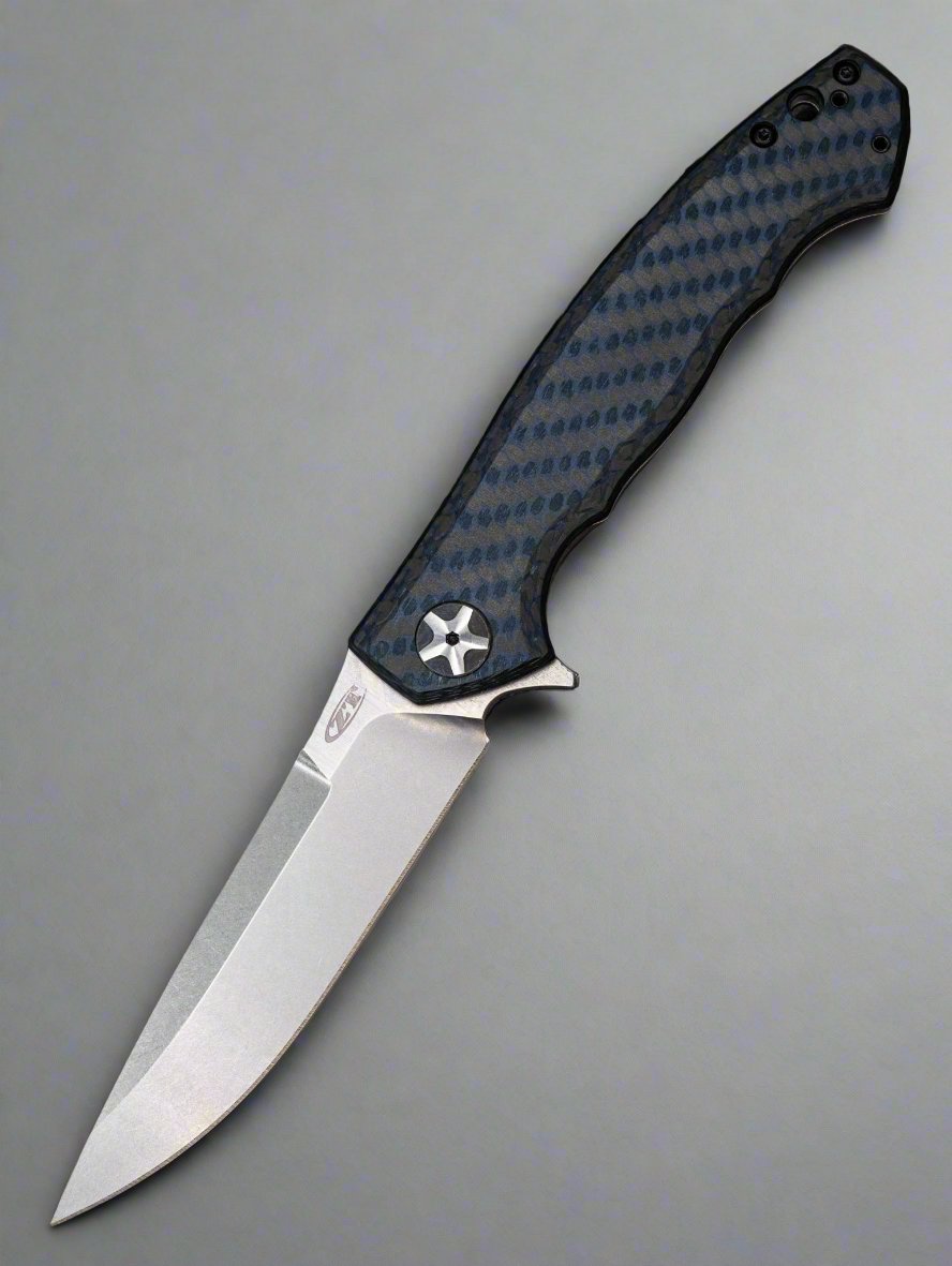 Zero Tolerance Sinkevich ZT0452BLUCF Flipper Knife Blue CF (4.1" Stonewash) ZT Magnacut