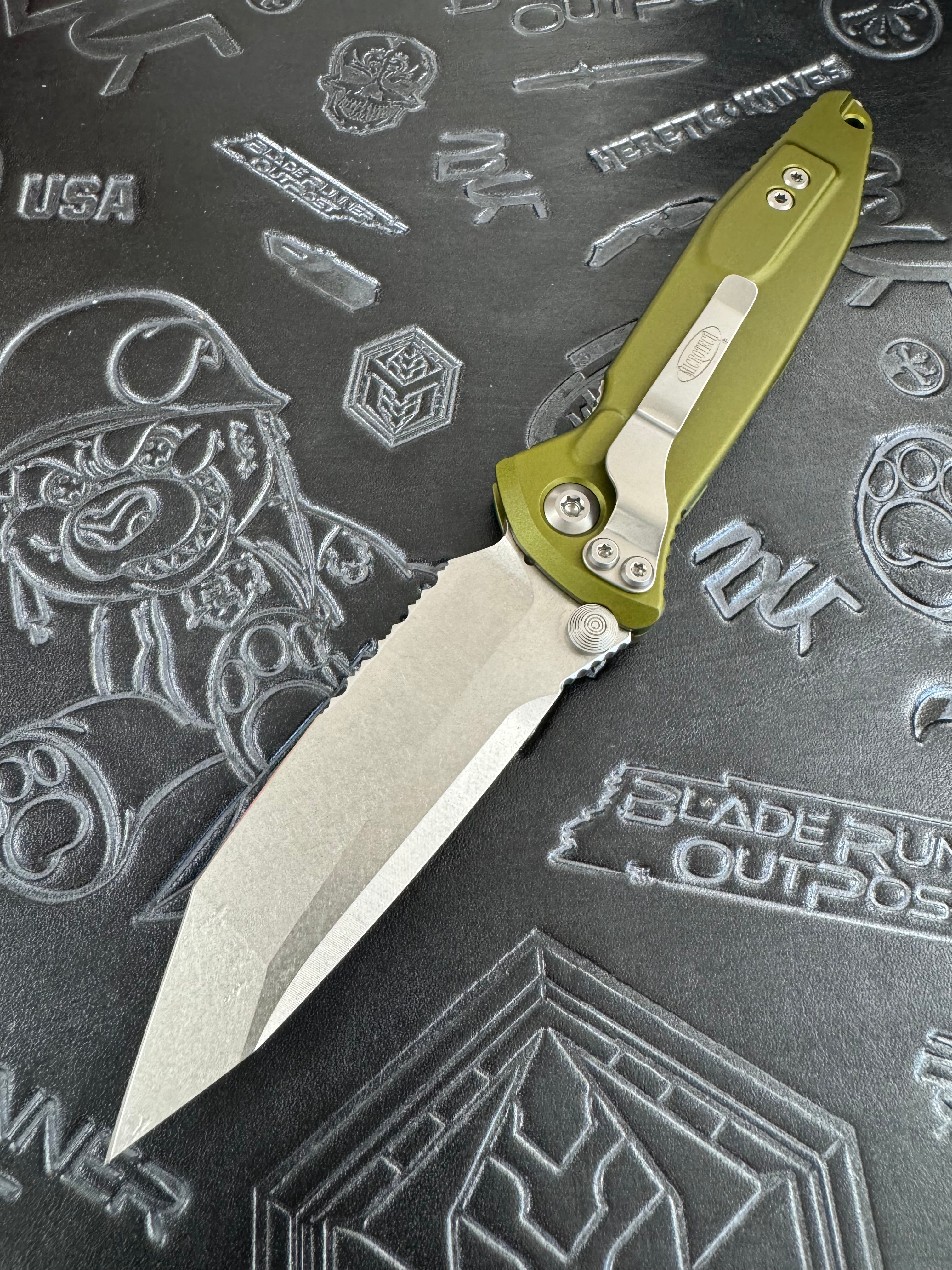 Microtech Socom Elite Tanto Part Serrated M/A OD Green Stonewash Standard 161-11 OD
