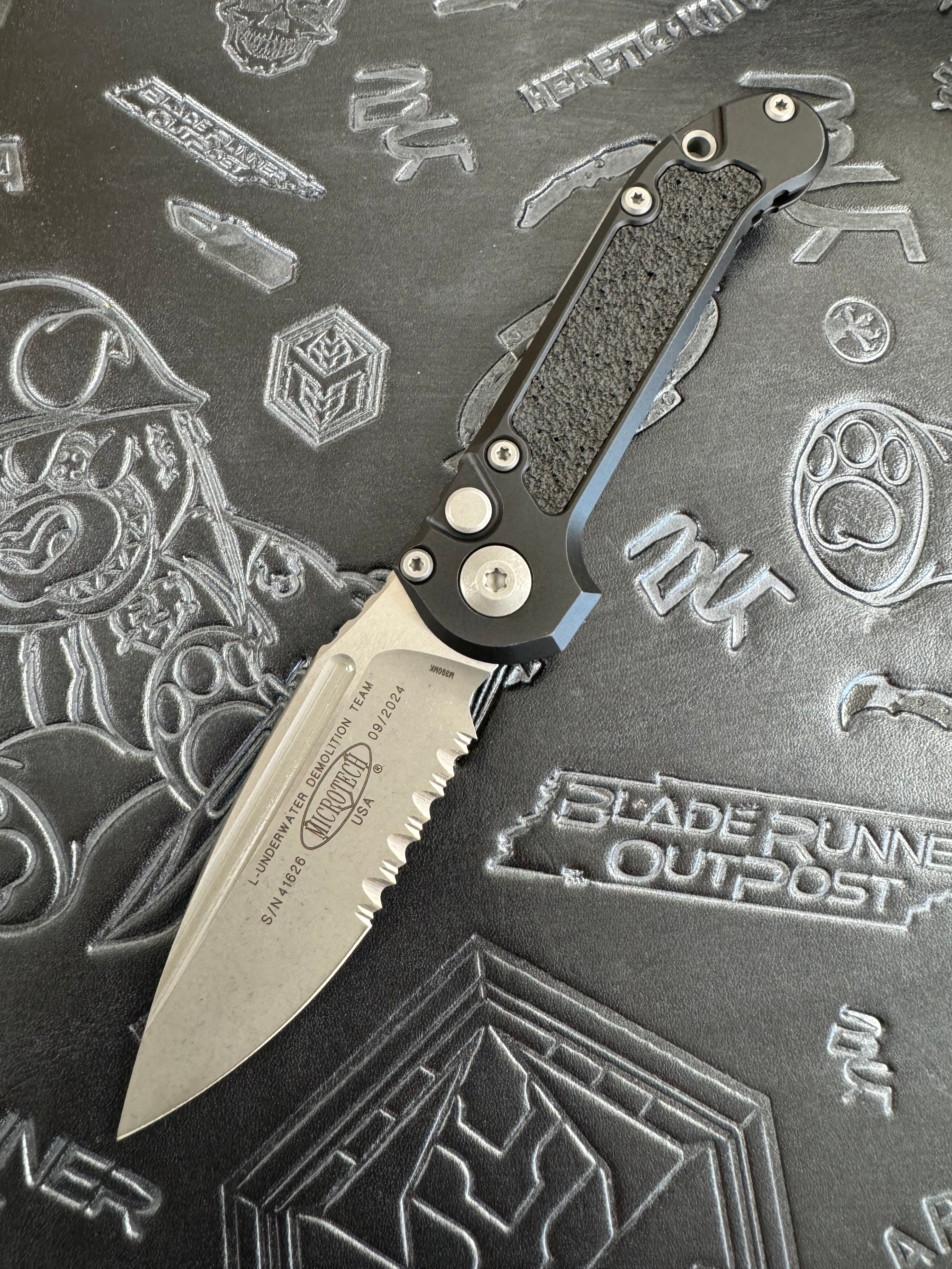 Microtech Knives LUDT Gen III Apocalyptic Partial Serrated Drop Point w/ Black Handle 1135-11 AP