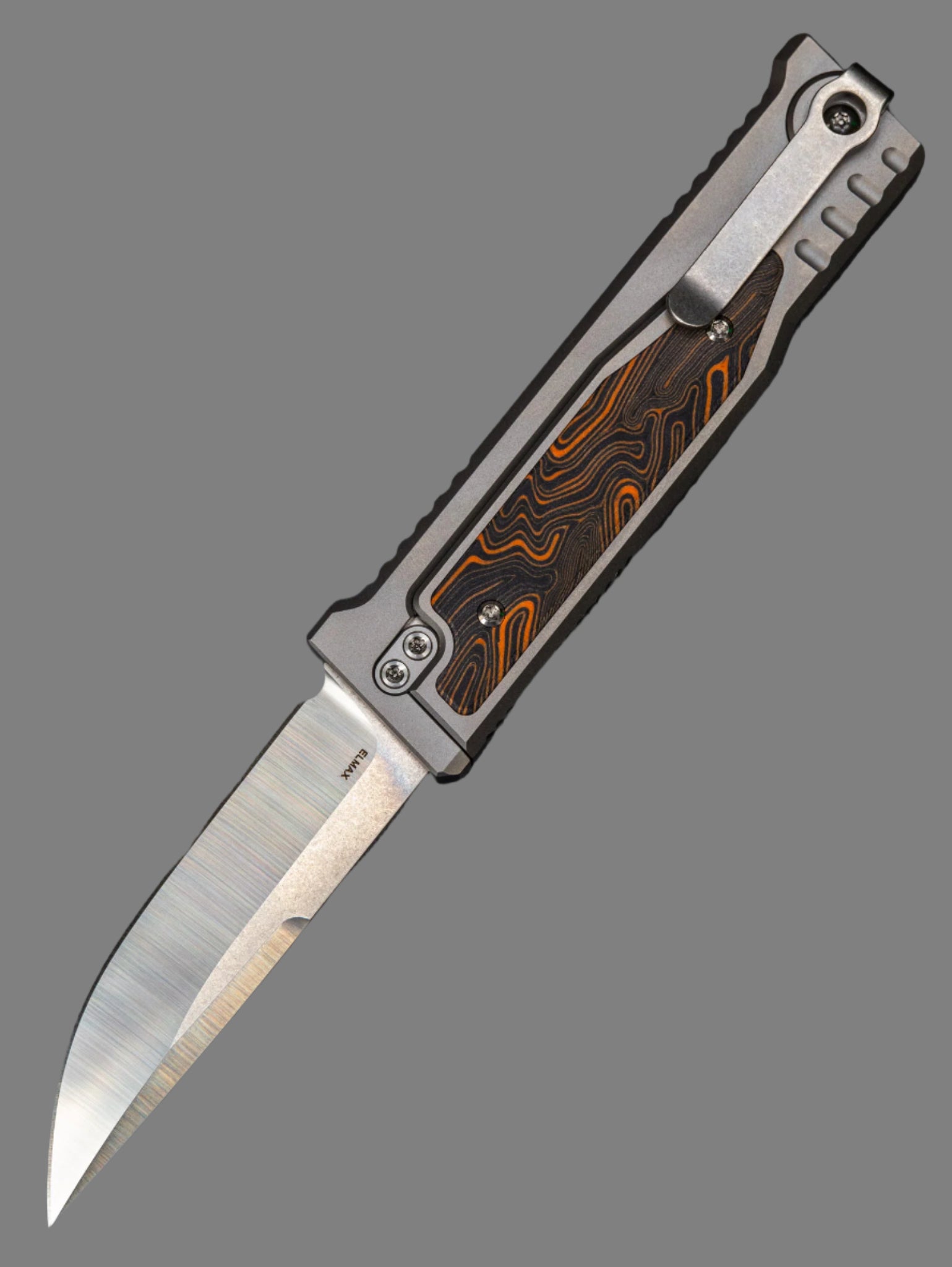 REATE EXO-M G10 ORANGE/BLACK OTF KNIFE TITANIUM 2.95" DROP POINT SATIN