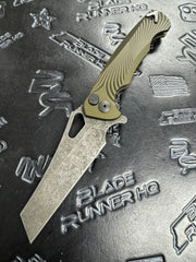 Dead Reckon Knives Ridgeback - Aluminum OD Green, WharnCleaver, Series 2, Magnacut, Button Lock, Dark Stonewash