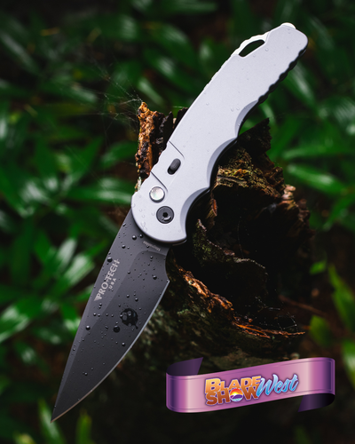 Pro-Tech TR-4 - Grey Aluminum w/ Safety & Black Lip Pearl Button - DLC MagnaMax - BSW26.TR4.1