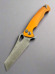 Dead Reckon Knives Ridgeback - Aluminum Burnt Orange, WharnCleaver, Series 2, Magnacut, Button Lock, Dark Stonewash