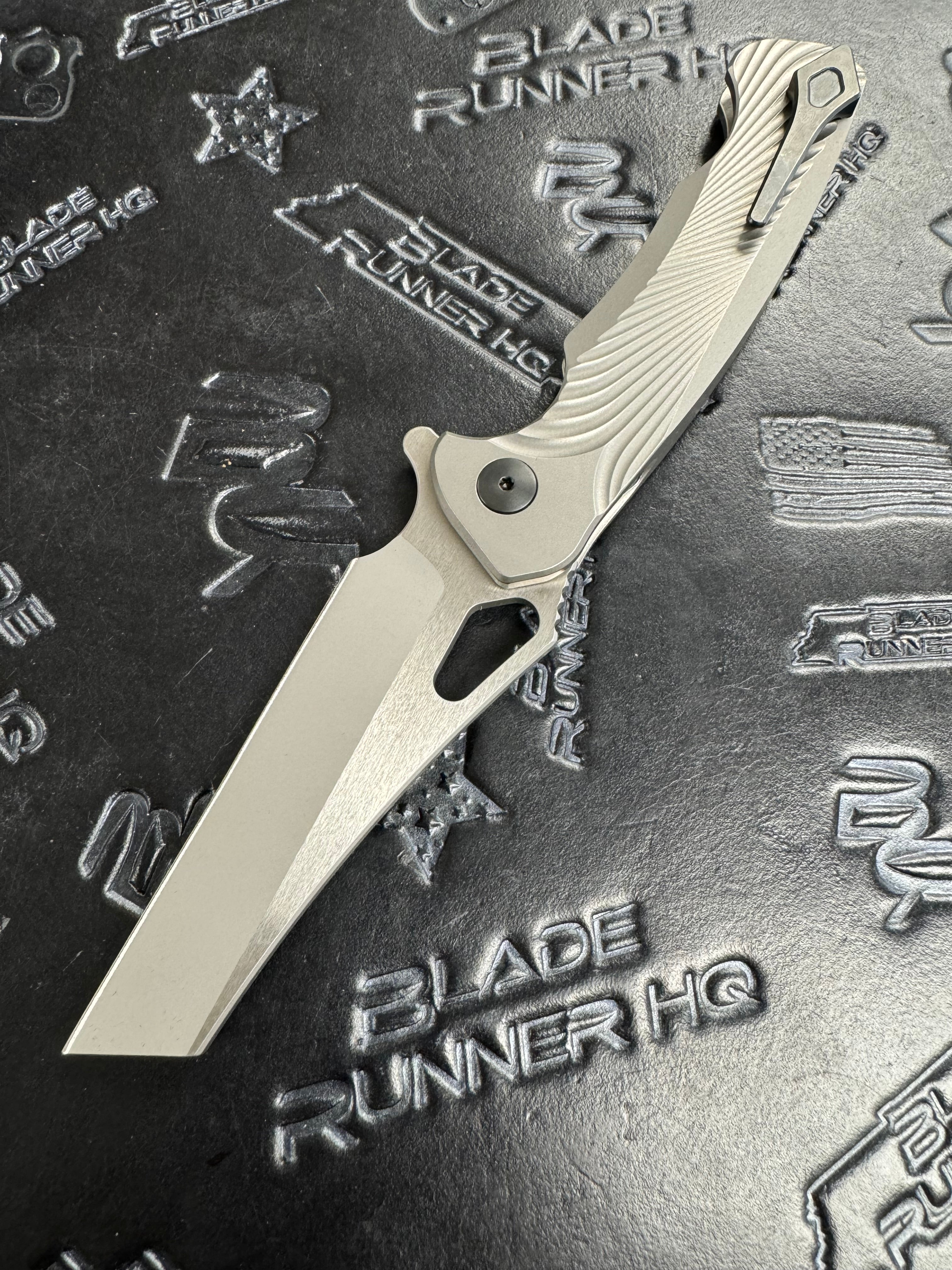 Dead Reckon Knives Ridgeback - Textured Titanium Integral, WharnCleaver, Series 2, Matte Glass Blasted