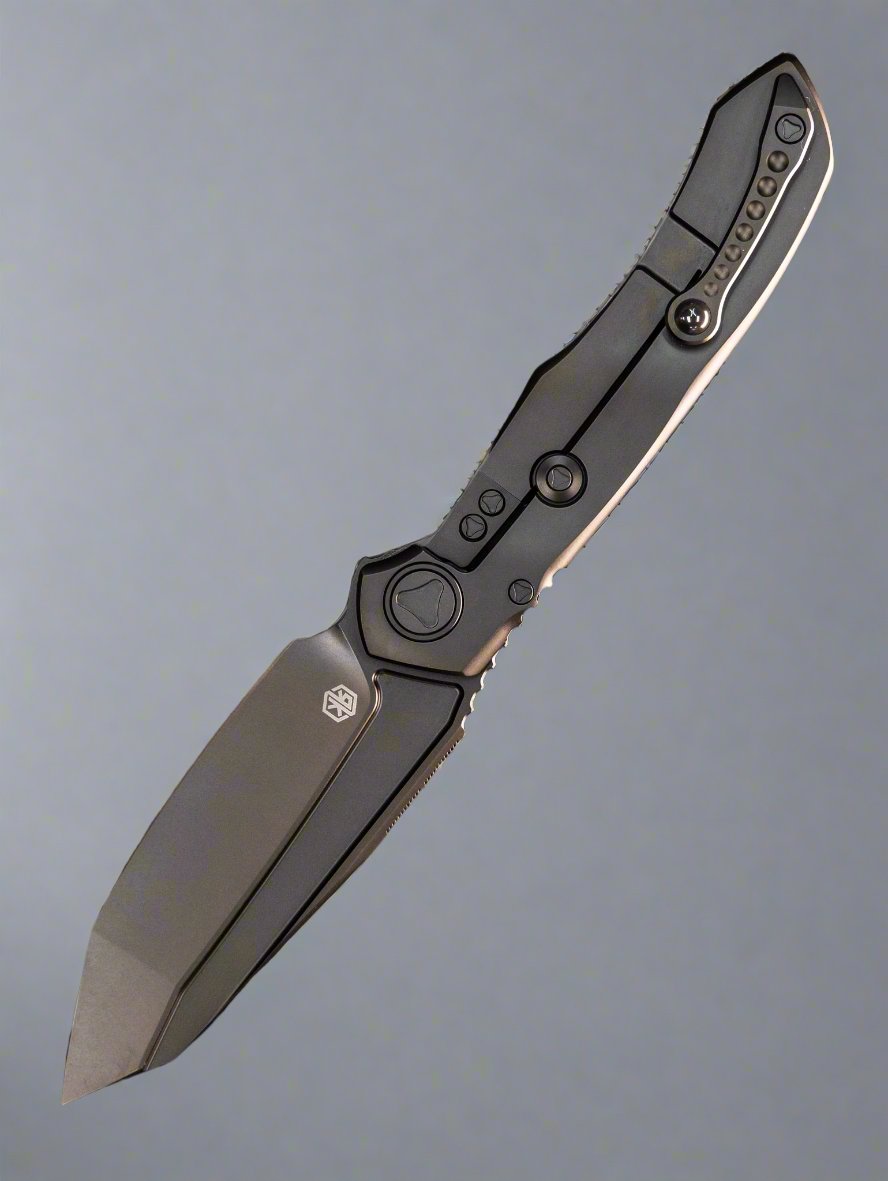 Microtech Anax T/E Tanto Frame Lock Knife Black Titanium/CF Inlay (3.8" DLC)