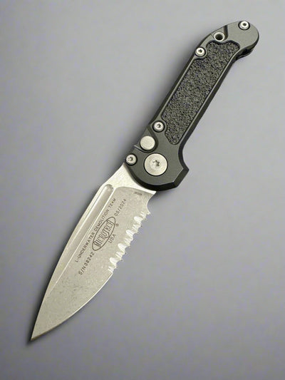 Microtech Knives LUDT Gen III Apocalyptic Partial Serrated Drop Point w/ Black Handle 1135-11 AP