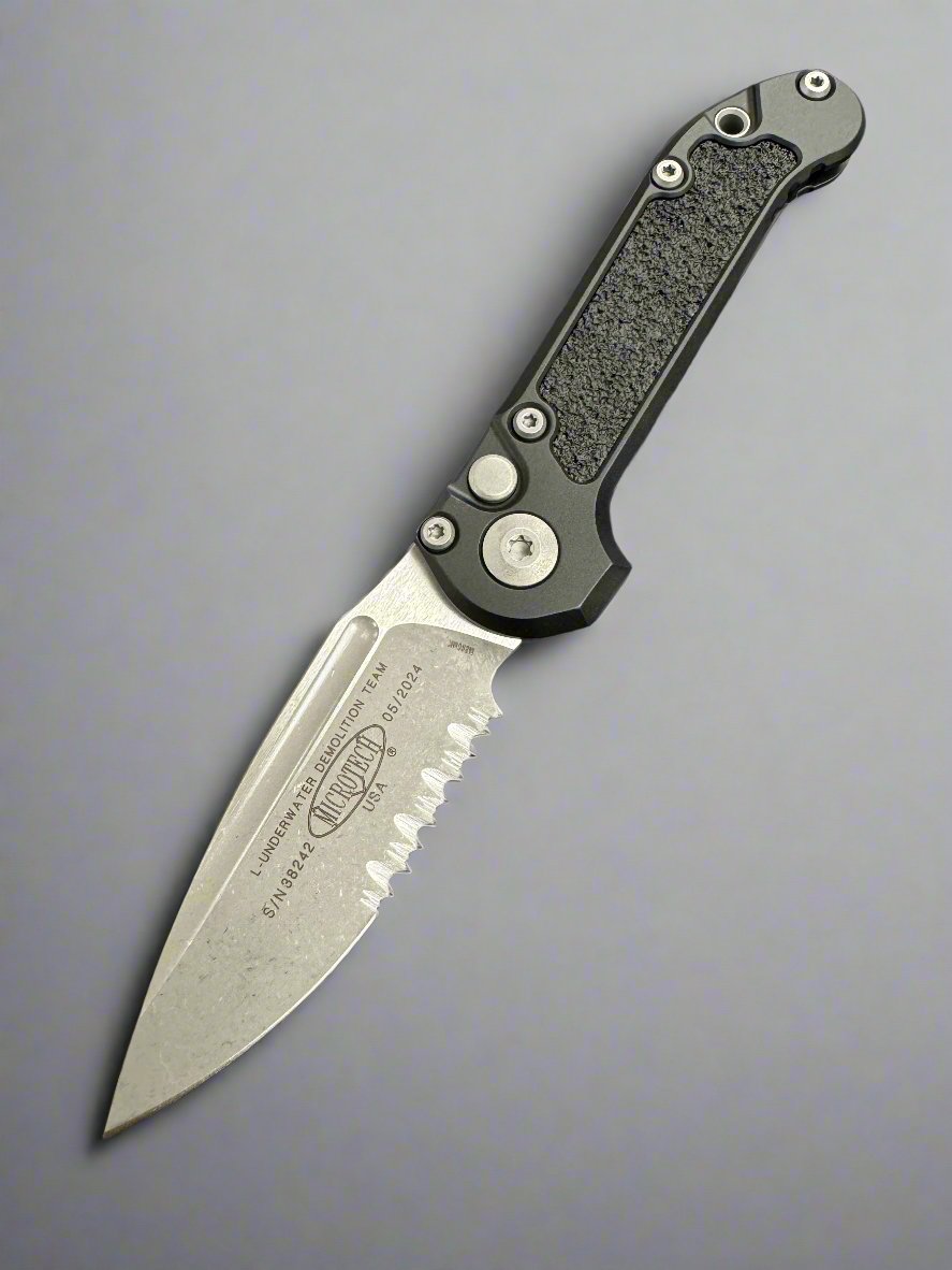 Microtech Knives LUDT Gen III Apocalyptic Partial Serrated Drop Point w/ Black Handle 1135-11 AP