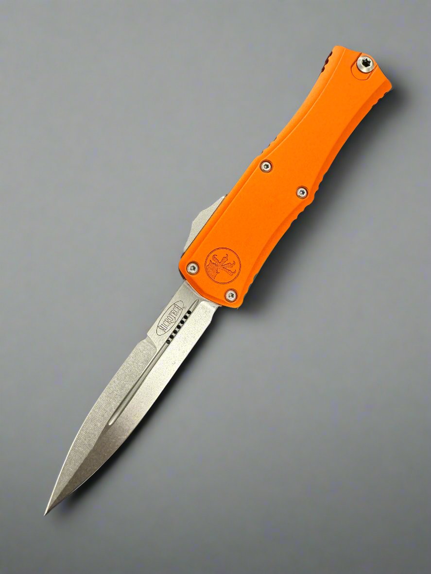 Microtech Knives Mini Hera Stonewash Bayonet M390MK & Orange 1701M-10 OR