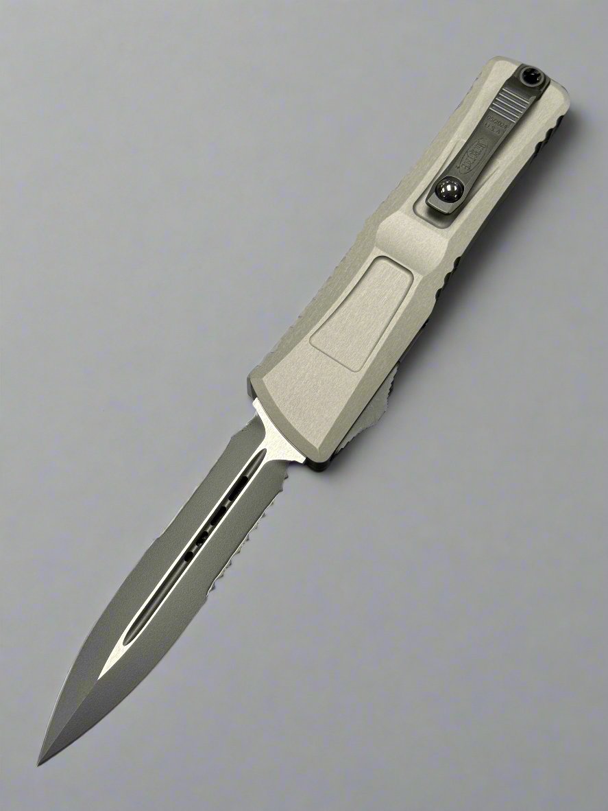 Microtech Knives Combat Troodon Gen III Natural Clear w/ Black Double Edge Partial Serrated 1142-2 NC