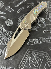 Heretic Knives Custom Pariah M/A Button Lock Ti Handles w/ Abalone Inlays & Mirror Polish M390