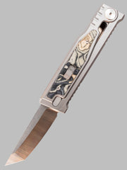 REATE EXO-M SAFETY LOCK GRAVITY KNIFE (ELMAX TANTO, GREEN/BLACK BURL LINEN MICARTA)