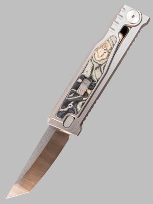 REATE EXO-M SAFETY LOCK GRAVITY KNIFE (ELMAX TANTO, GREEN/BLACK BURL LINEN MICARTA)