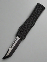 Microtech 919-1TFRS Signature Series Hera Tactical OTF AUTO Knife 3.125" Black Hellhound Tanto Blade, Black Frag Aluminum Handles