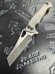 Dead Reckon Knives Ridgeback - Textured Titanium Integral, WharnCleaver, Series 2, Dark Stonewash, TwoTone Magnacut