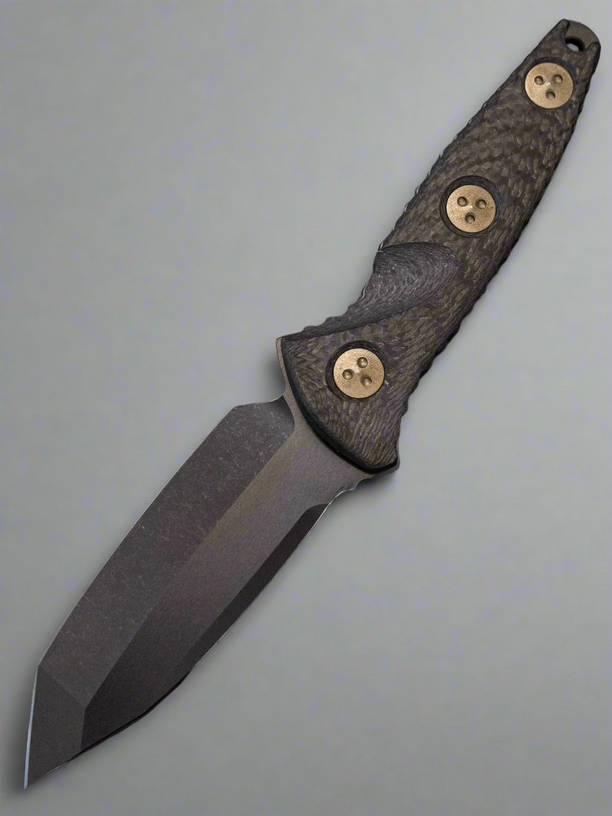 MICROTECH SOCOM ALPHA- MINI- TANTO EDGE- CARBON FIBER HANDLE- BLACK DLC BLADE 114M-1 DLCCFS