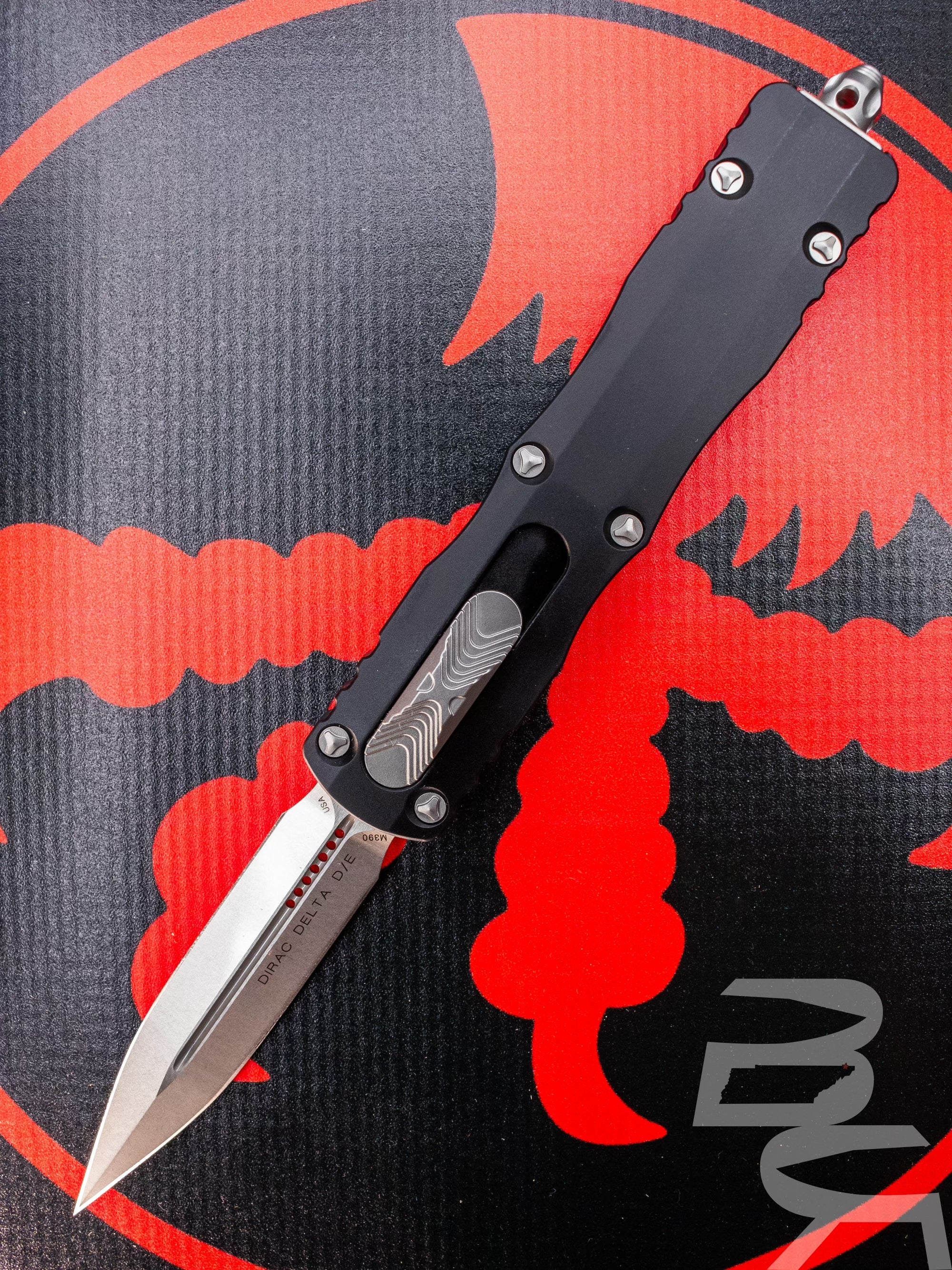 Microtech Dirac Delta D/E - Black Handle - Stonewashed Blade 227-10 *