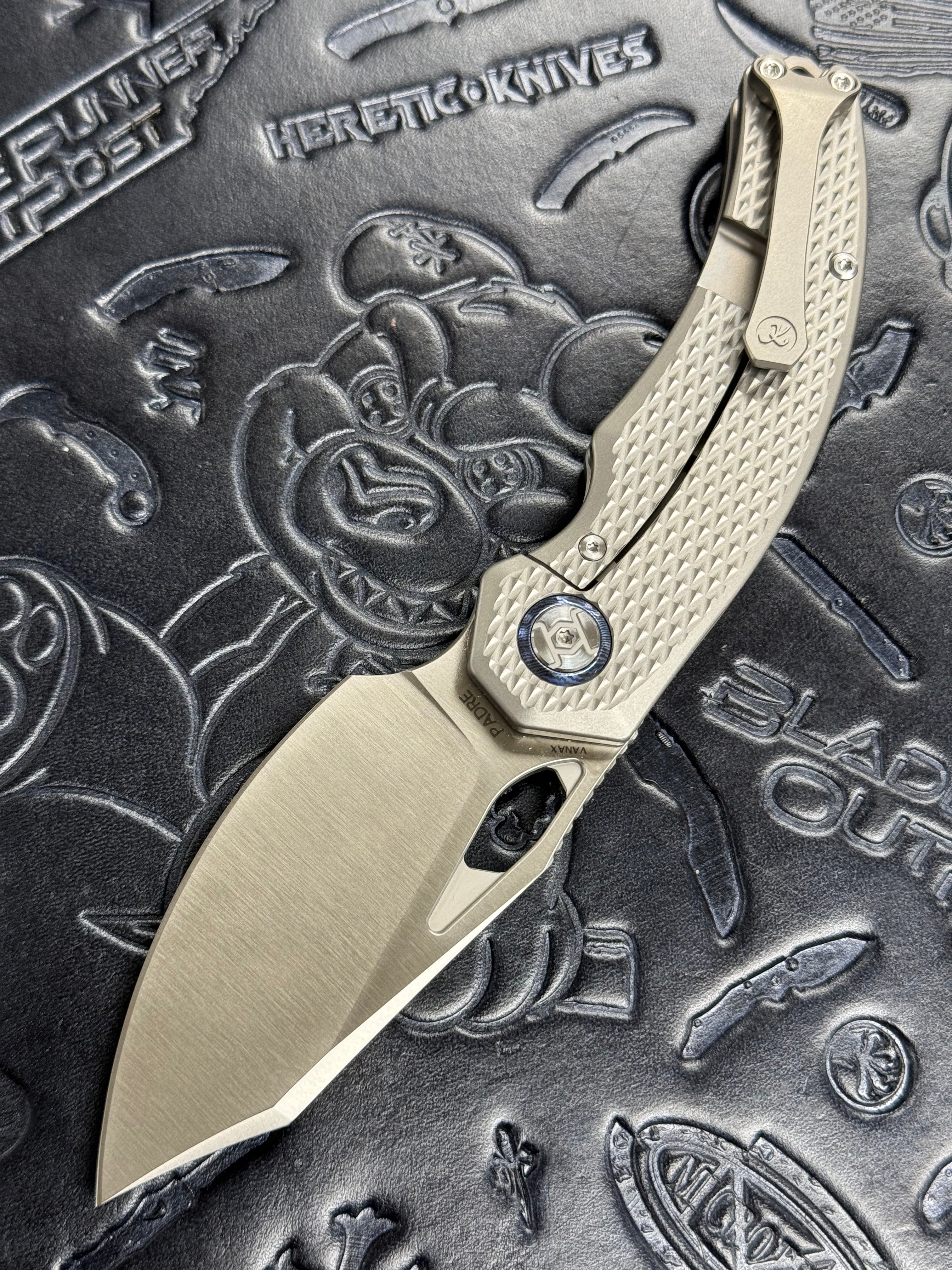 KUNWU KNIVES PADRE SATIN TITANIUM HANDLE POCKET KNIFE VANAX STEEL K706T-2