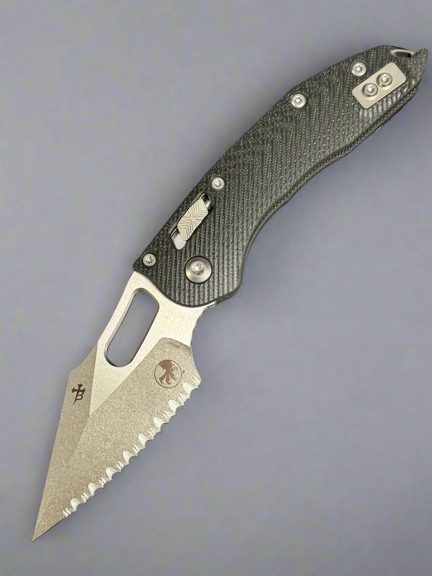 Microtech Knives Manual Stitch RAM LOK Fluted Black G-10 & Full Serrated M390MK 169RL-12 FLGTBK