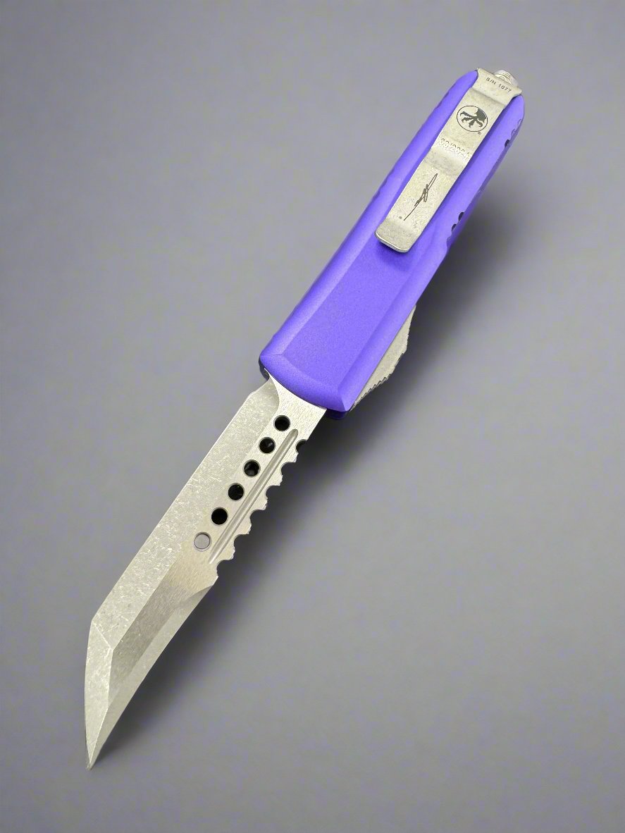 Microtech UTX-85 Hellhound OTF Knife Purple (3.1" Apocalyptic)