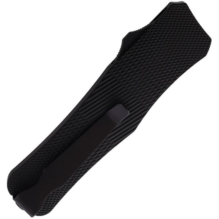 Mantis 814 AUTO OTF Knife 3.25" 440C Satin Tanto Blade, Black Milled Aluminum Handles