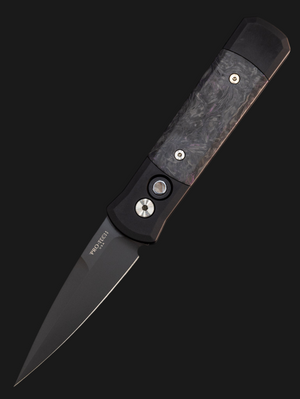 Pro-Tech Godson Black Handle w/ Dark Matter Purple Fat Carbon Inlays DLC Black Blade 7FC32