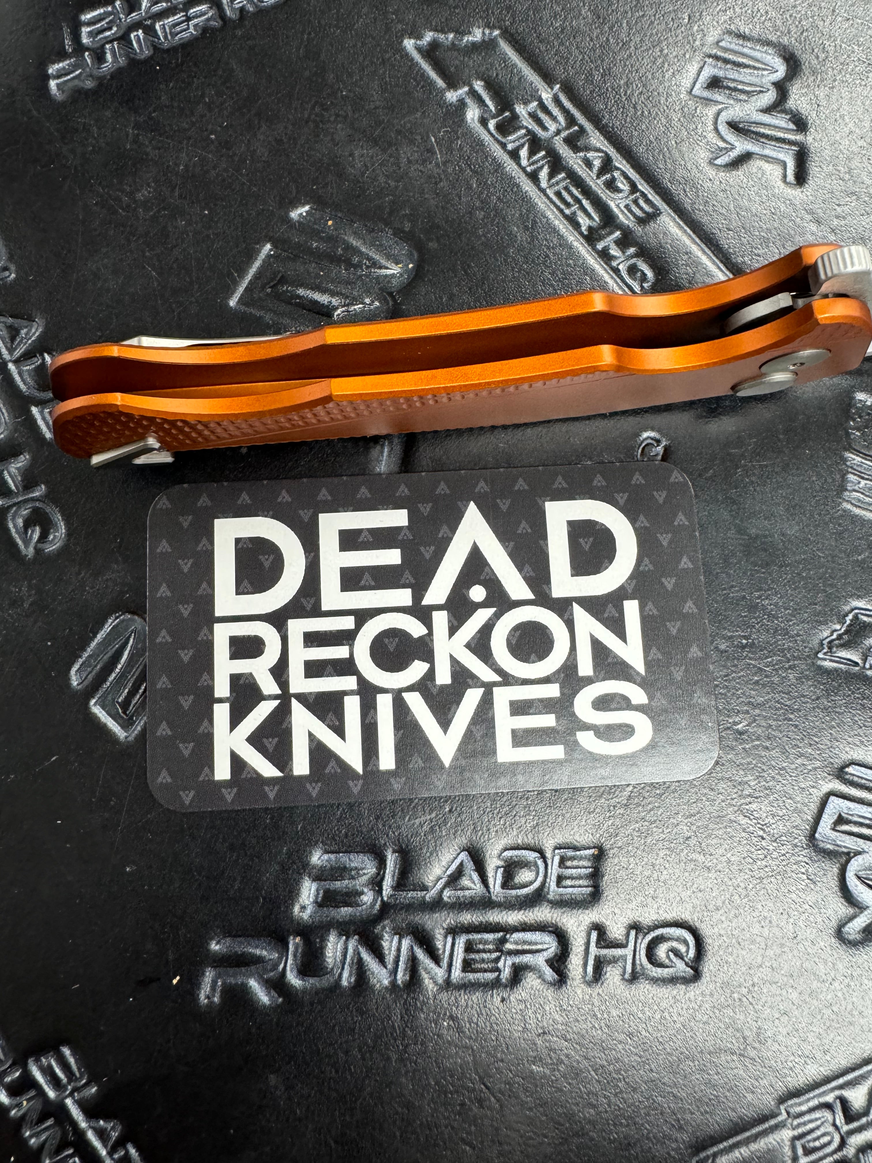 Dead Reckon Knives Ridgeback - Aluminum Burnt Orange, WharnCleaver, Series 2, Body 2, Magnacut, Button Lock, Glass Bead Finish
