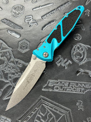 Microtech Socom Elite S/E Manual Turquoise Handles w/ Stonewash 160-10 TQ