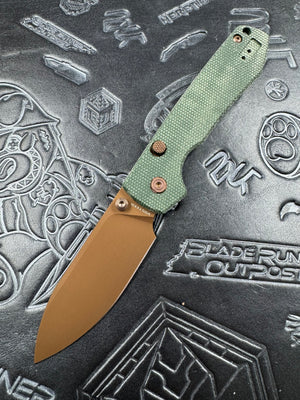 Raccoon® - Top Liner Lock (3.25" 14C28N Blade & Micarta Handle) - A2907 Green Gold Dune