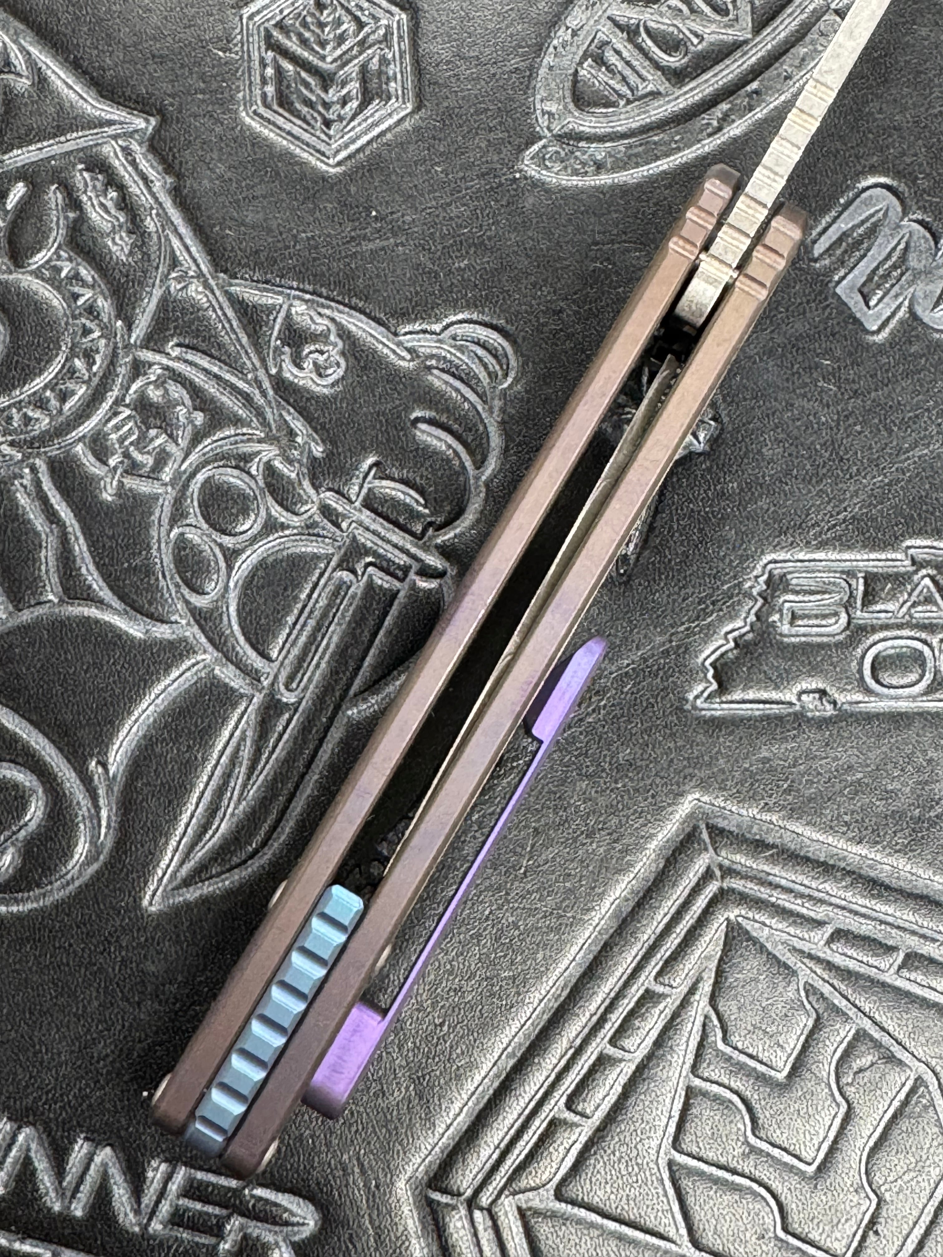 American Blade Works MODEL 2 TITANIUM Factory Light Purple Wharncliffe Magnacut