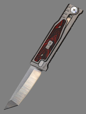 REATE EXO-M G10 RED/BLACK OTF KNIFE TITANIUM 2.95" TANTO SATIN