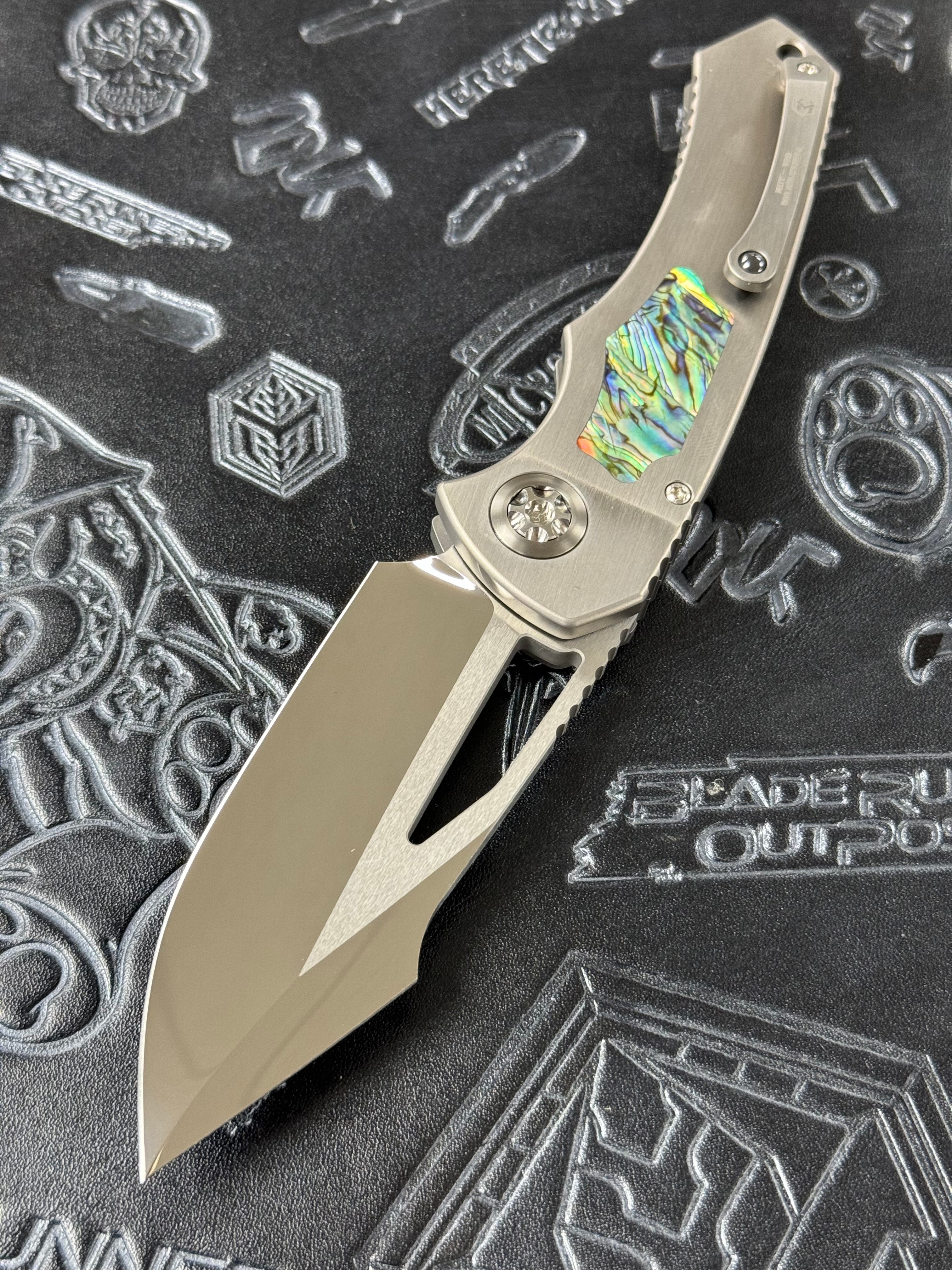Heretic Knives Custom Pariah M/A Button Lock Ti Handles w/ Abalone Inlays & Mirror Polish M390