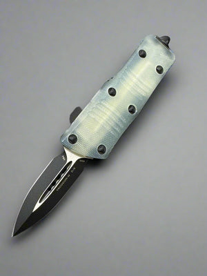 Microtech Troodon Mini D/E OTF Automatic Knife Jade G-10/Black Al (1.9" Black) 238-1 GTJGS