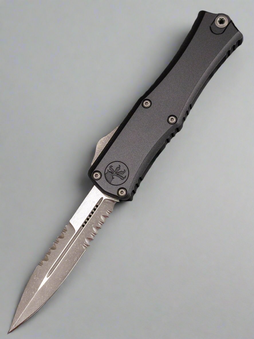Microtech Knives Mini Hera Partial Serrated Apocalyptic Bayonet M390MK w/ Black Handle 1701M-11AP