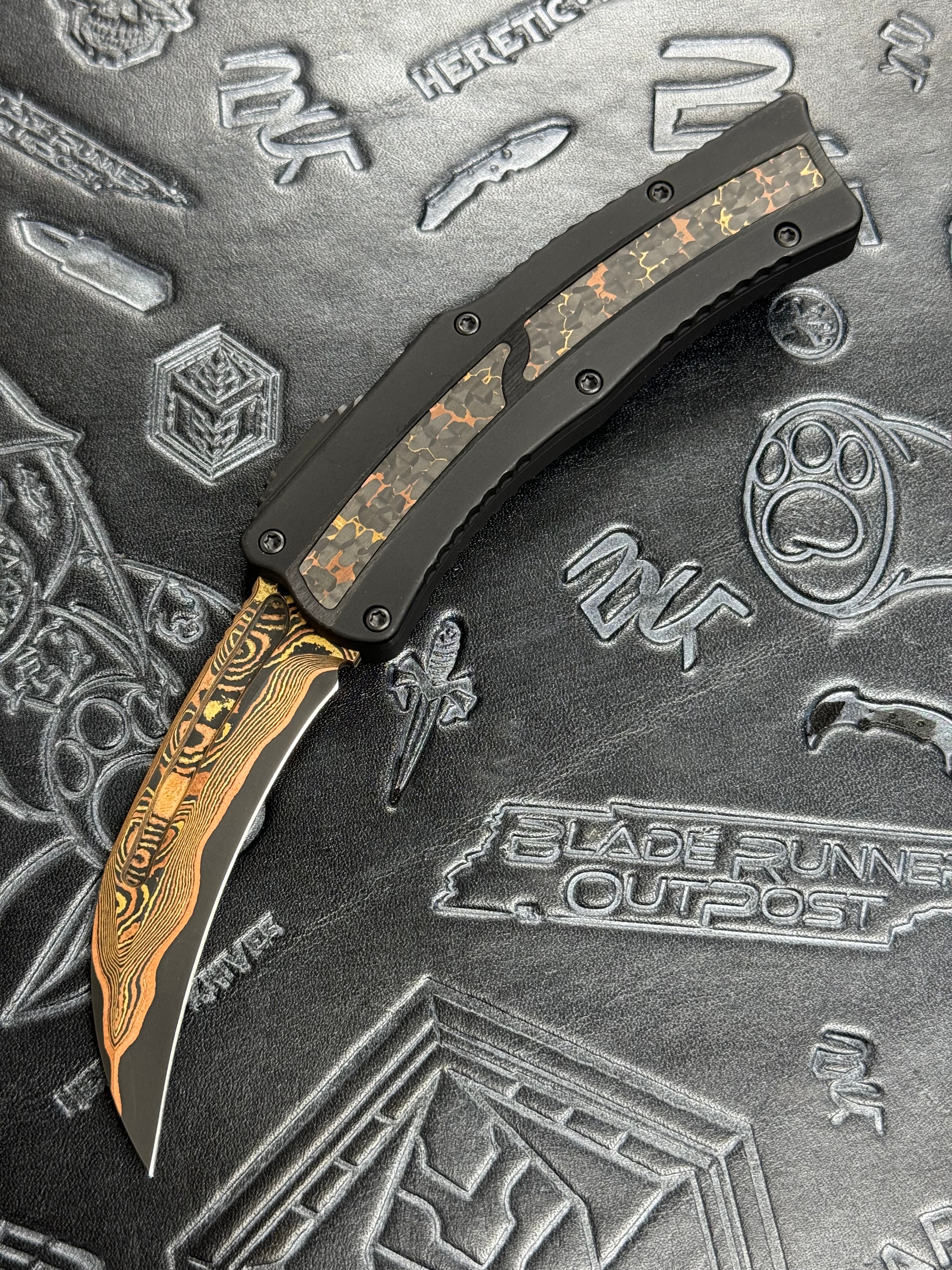 Pre Owned Heretic ROC Fat Carbon Brass & Copper Snakeskin with Baker Forge Tiger GoMai SN:007