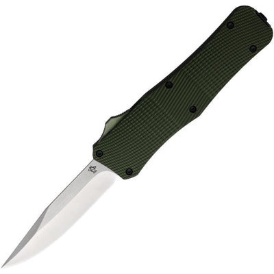 Mantis 815 AUTO OTF Knife 3.25" 440C Satin Drop Point Blade, OD Green Milled Aluminum Handles