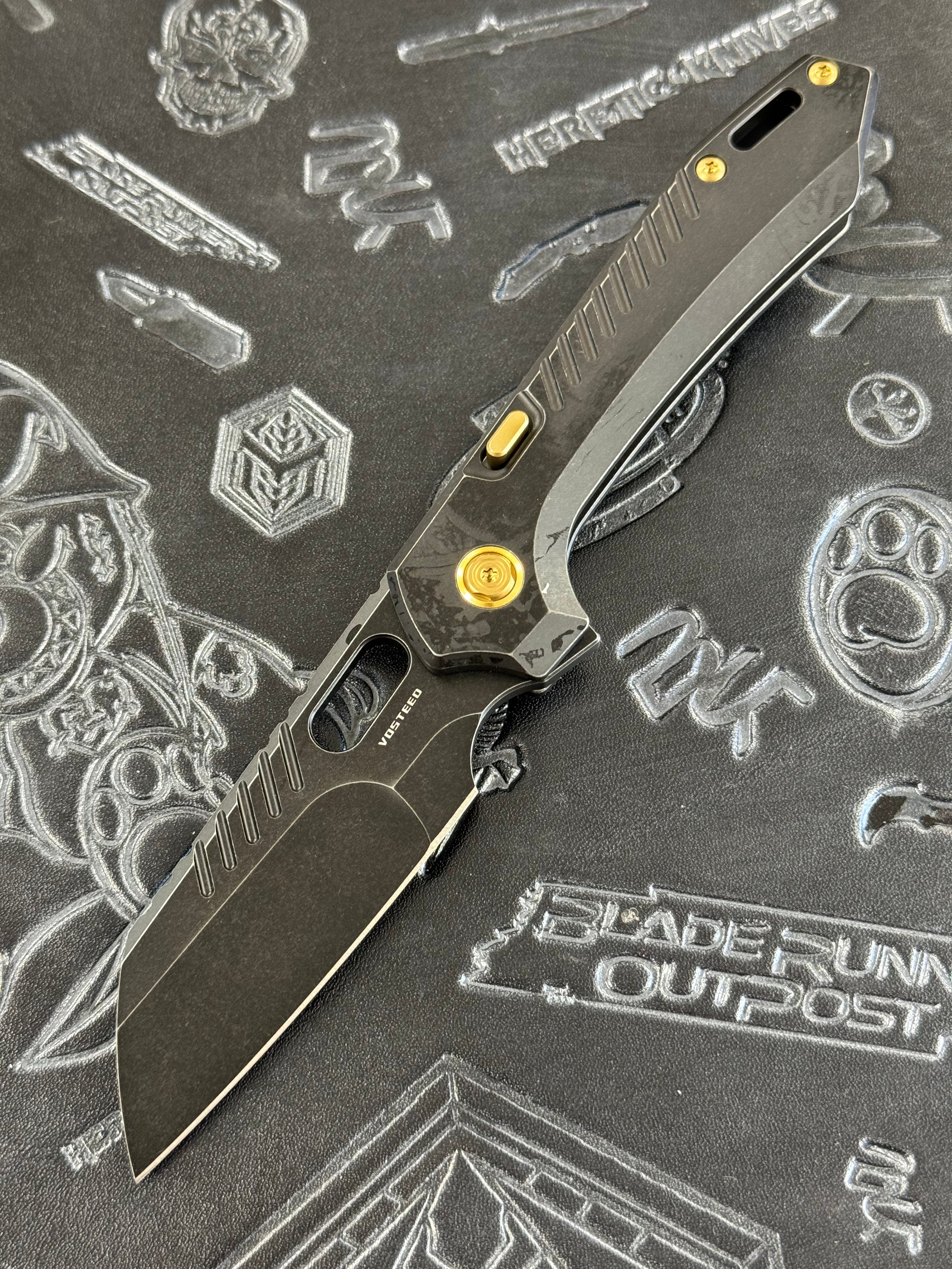 Vosteed RSKAOS - Top Liner Lock (3.3" M390 Sheepsfoot Black Stonewash Blade & Titanium Handle) - A0903