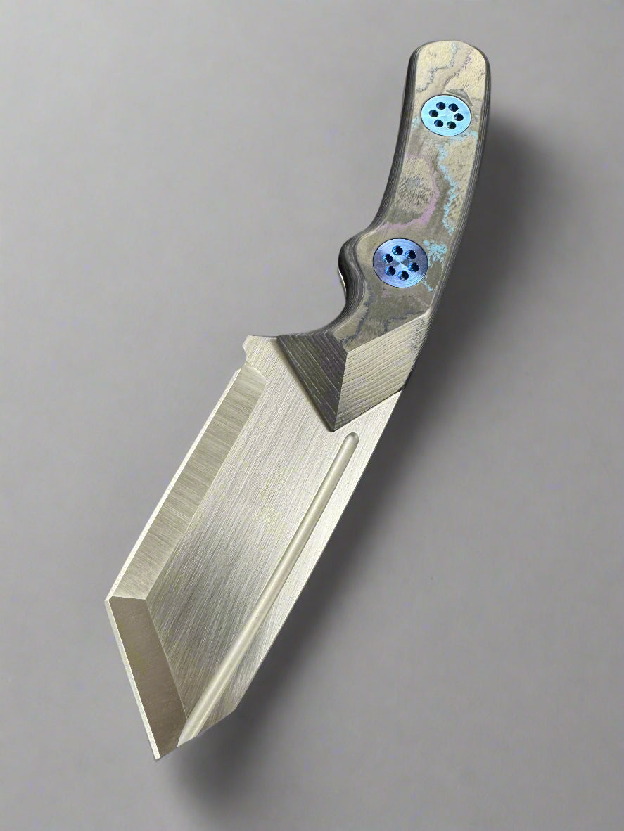 Beans Blades Fixed Blade Mini Warrior Tanto M390 Camo Carbon Timascus