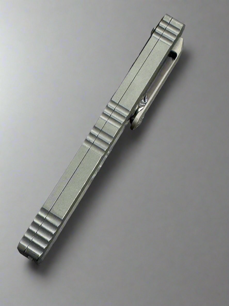 HERETIC KNIVES CUSTOM NYX HEFTED ALUMINUM OTF AUTOMATIC KNIFE 3.7" DAGGER BROKEN ANVIL DAMASCUS