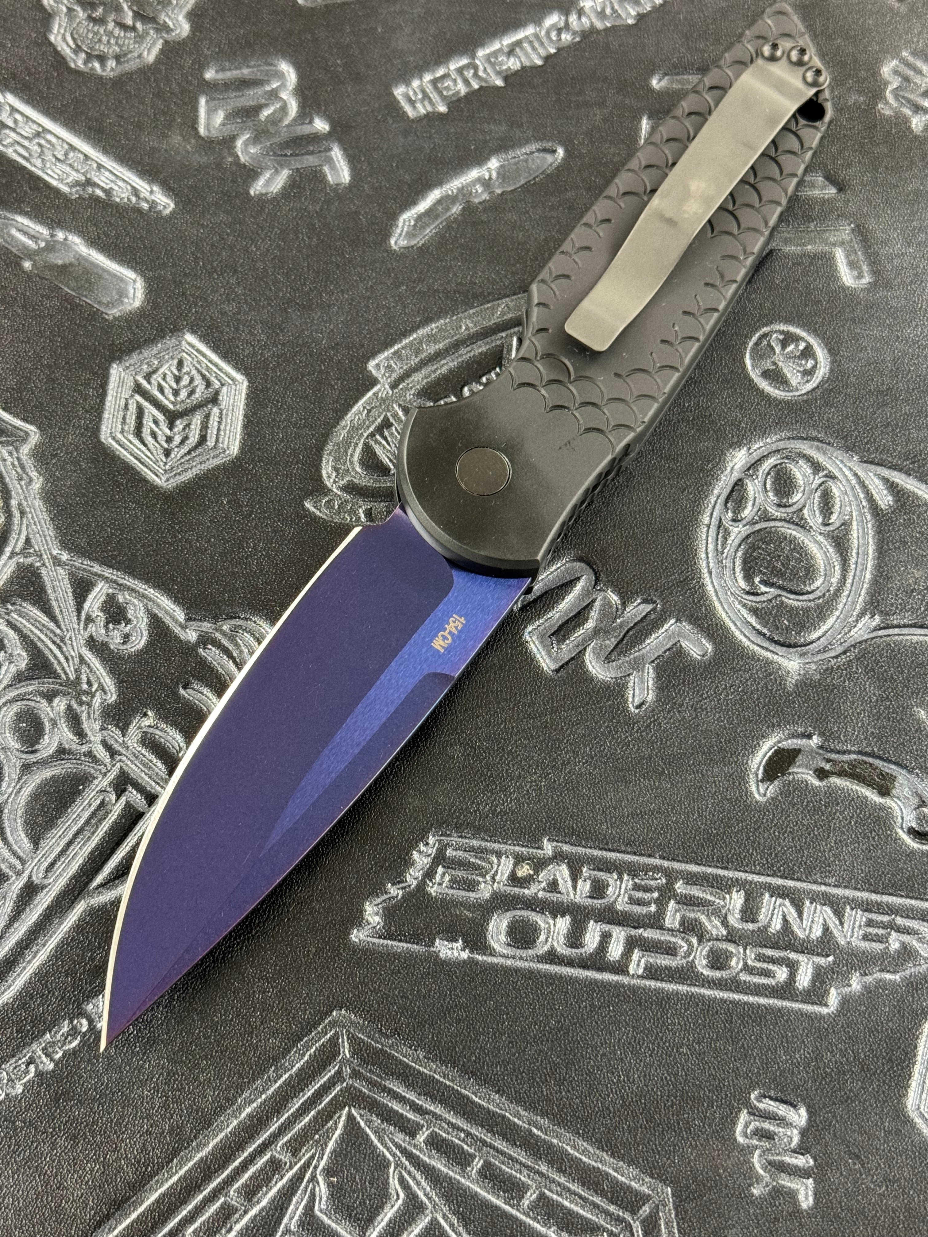 Pro-Tech TR-3 Automatic Knife Fish Scale Black Aluminum (3.5" Sapphire)