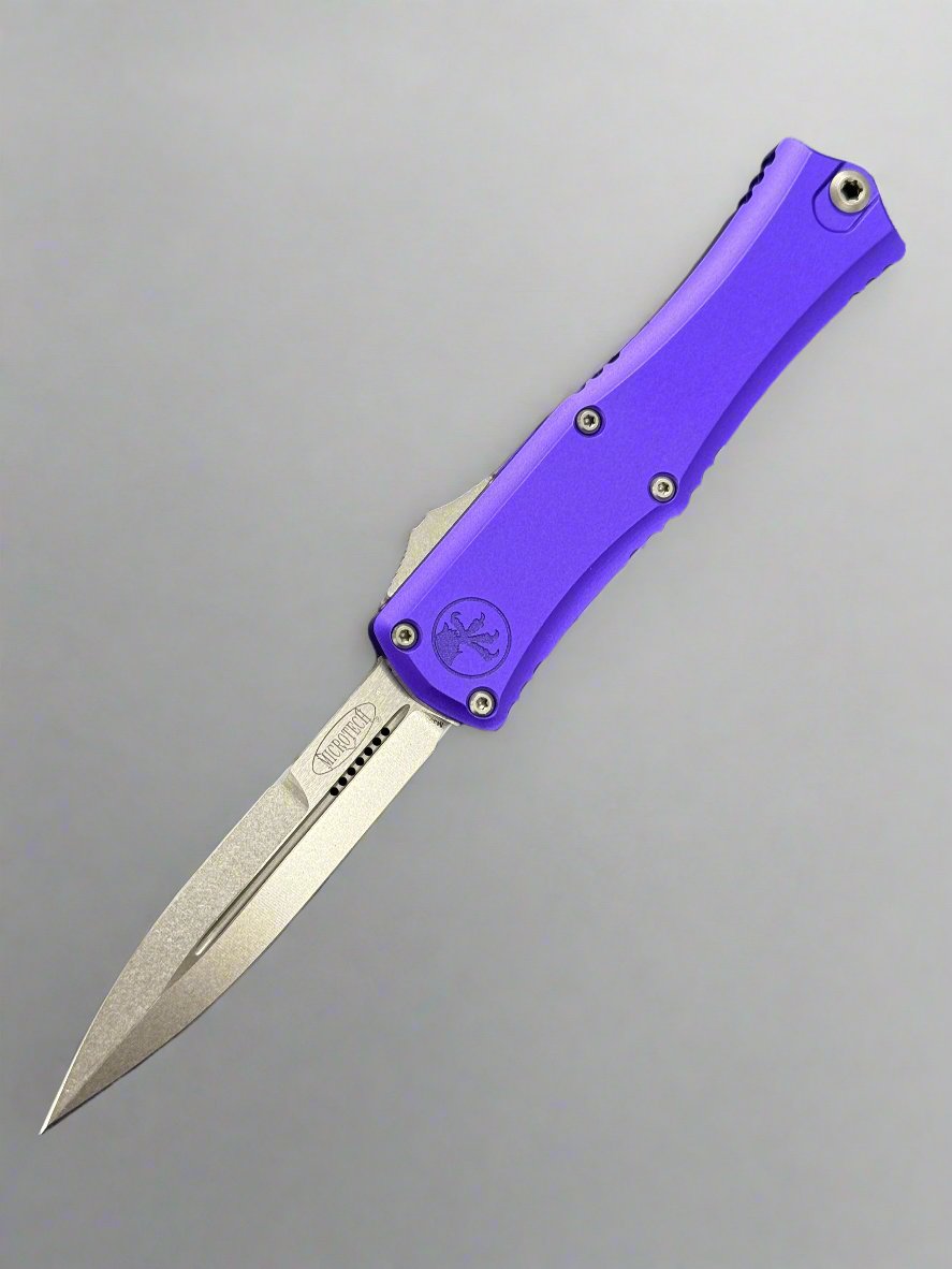 Microtech Knives Mini Hera Stonewash Bayonet M390MK & Purple 1701M-10 PU